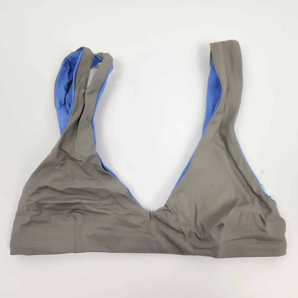 L*Space One Wave Bikini Top Reversible Gray Blue Size Small NWT